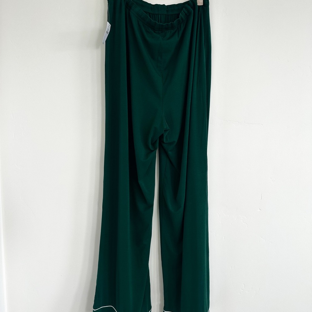 GAP Modal Green Pajama Pants with White Trim Large - Picture 4 of 7